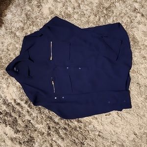 Express Women's Half Button Blouse with Zip Pockets XS